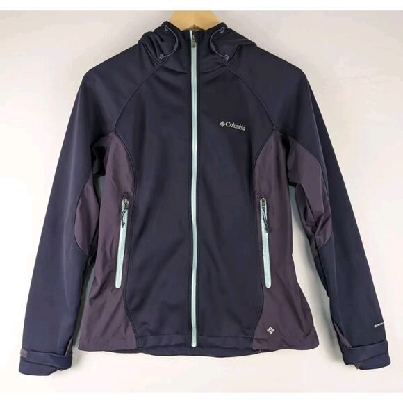 Columbia Omni Heat/Wind/Wick Womens Medium Purple Hooded Jacket Lightweight - Picture 1 of 11